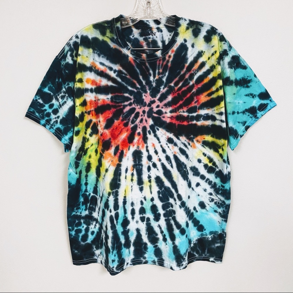 CUSTOM TIE-DYE 🕷Rainbow Black Hole Short Sleeve Tee